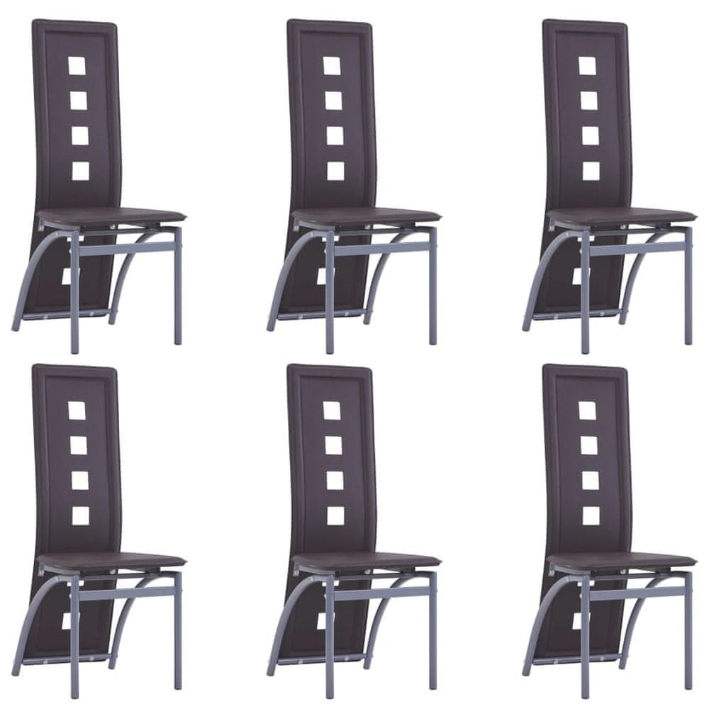 Vidaxl Jedálenské stoličky 6 ks hnedé umelá koža